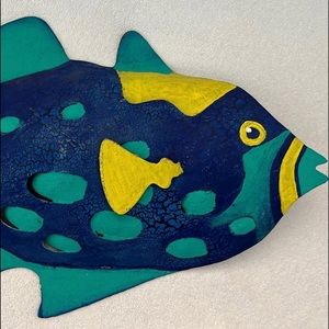 3D hand painted metal colorful ocean fish wall decor